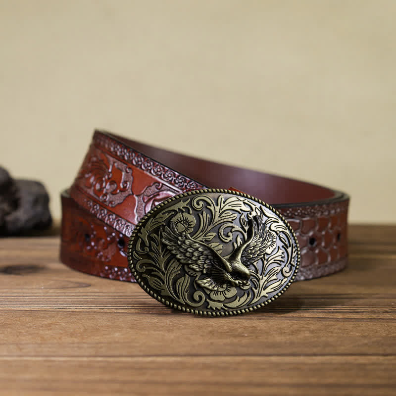 Men's DIY Animal Flying Eagle Buckle Leather Belt