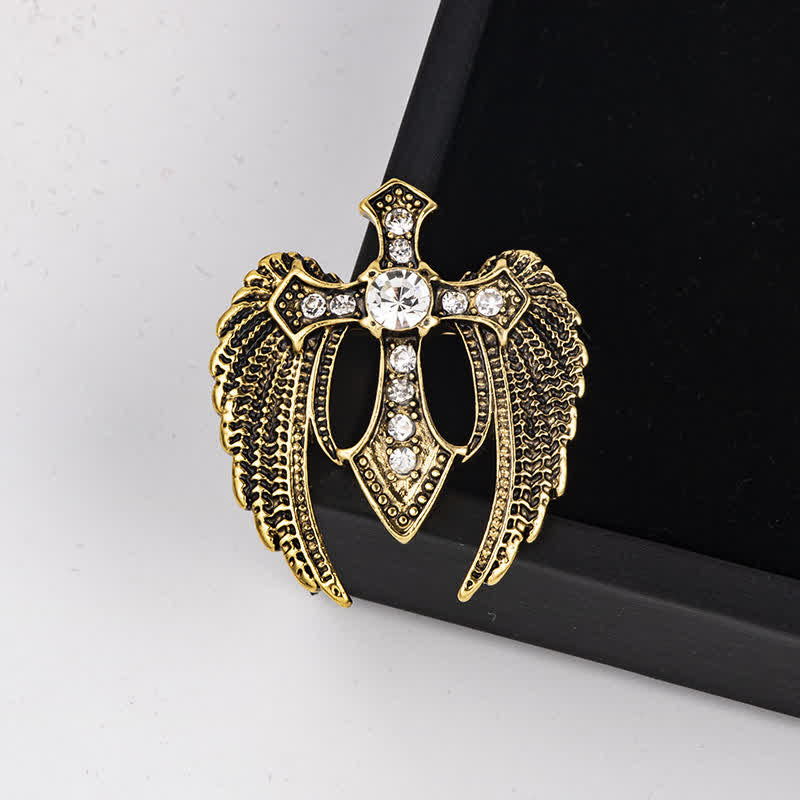 Men's Soar In Faith Wings Cross Brooch