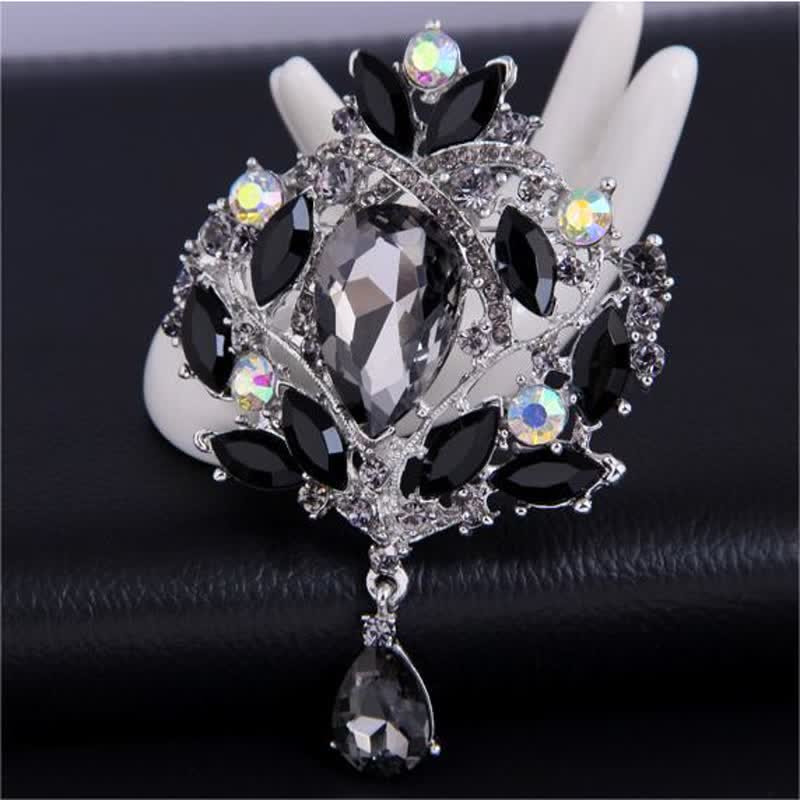 Women's Shiny Floral Bud Waterdrop Brooch