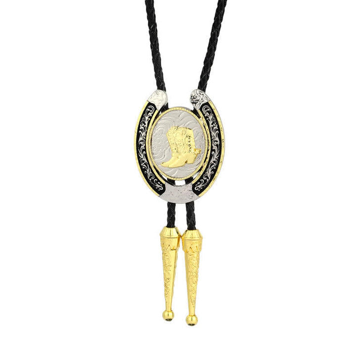 Two Tone Western Animal Style Horseshoe Shape Bolo Tie