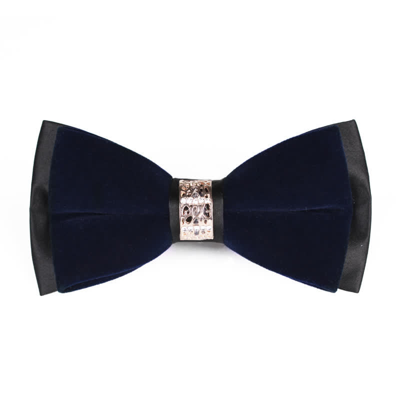 Men's Rhinestone Patchwork Velvet Bow Tie - MidnightBlue - image 10