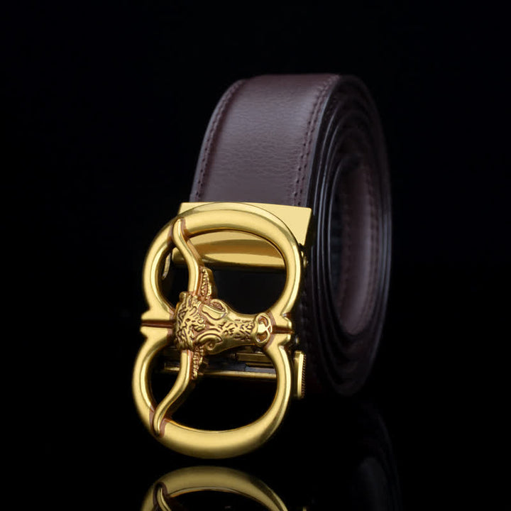 Men's Bull Head Dual Ring Leather Belt