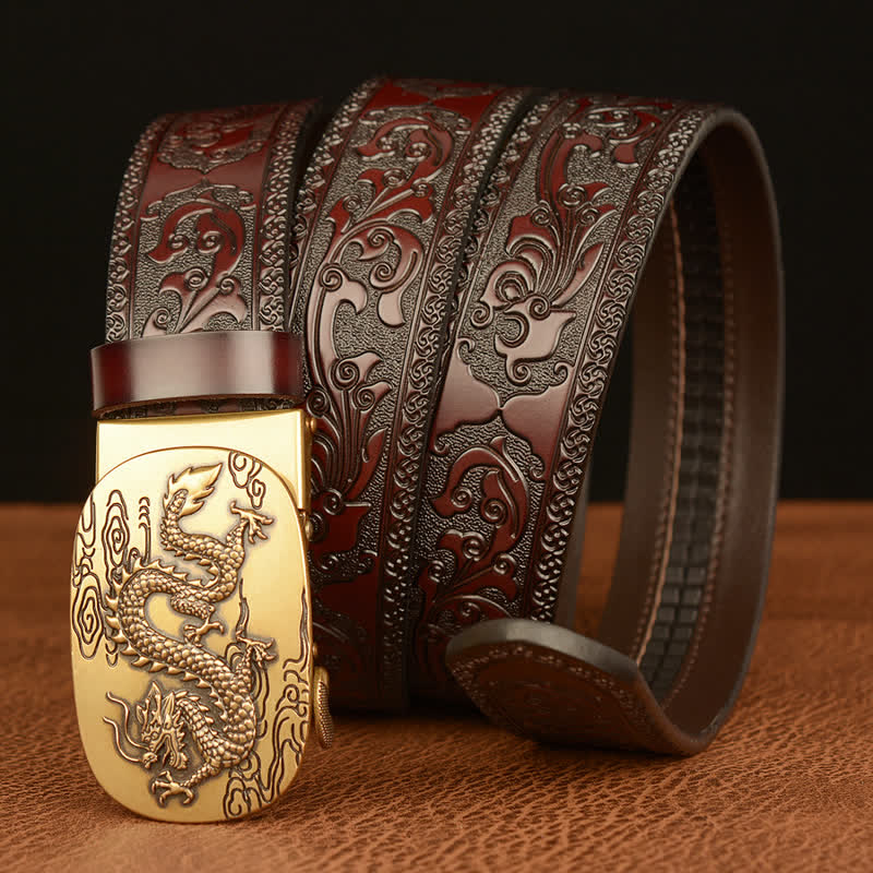 Men's Dragon Soaring In The Sky Leather Belt