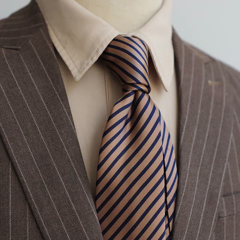 Men's Coffee Colors Series Striped Paisley Necktie - image 0