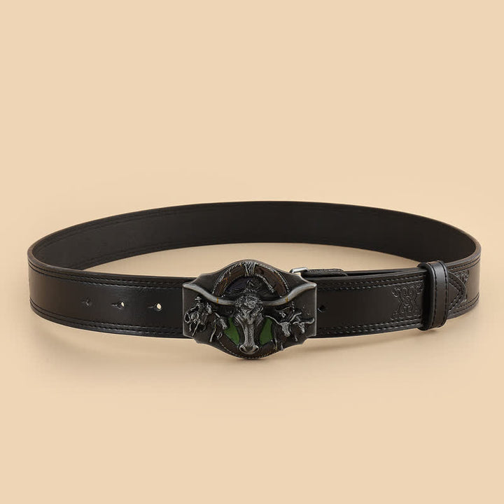 Men's Domineering Bull Head Black Leather Belt