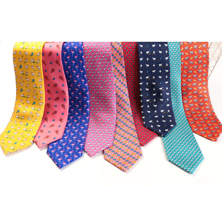 Men's Dancing Animal Motifs Pure Silk Necktie