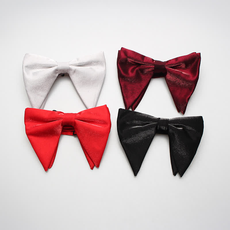 Men's Bright Satin Silk Oversized Pointed Bow Tie