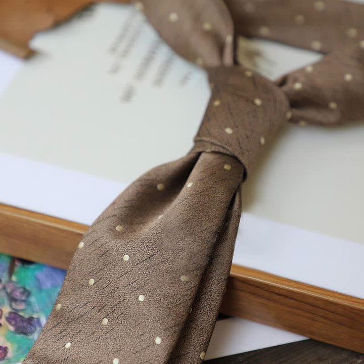 Men's Coffee Colors Series Striped Paisley Necktie - Style #20 - image 23