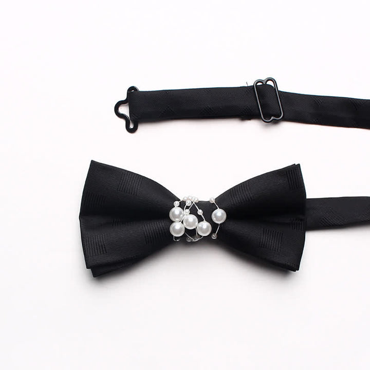 Men's Black Personality Pearls Bow Tie