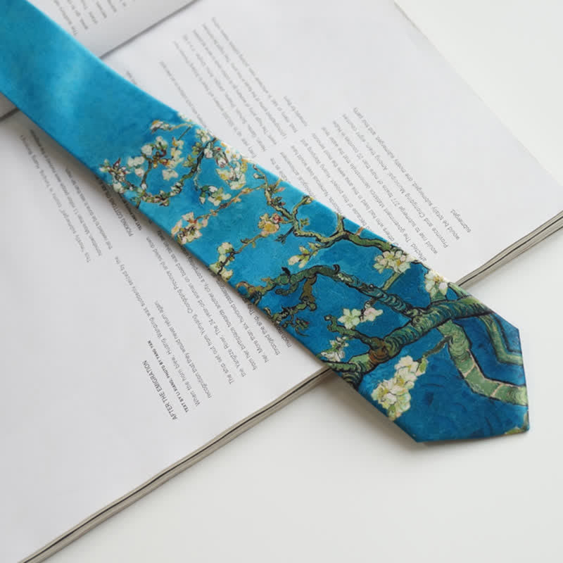 Men's Almond Blossom Tree Art Necktie