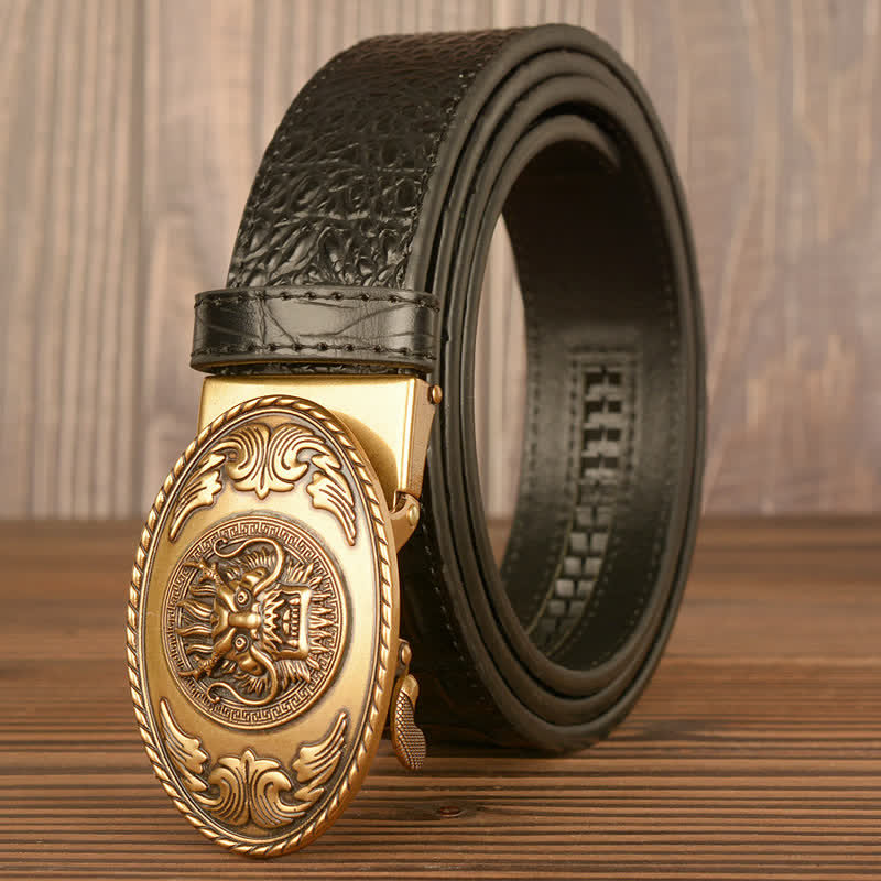 Men's Dragon Head Crocodile Pattern Leather Belt