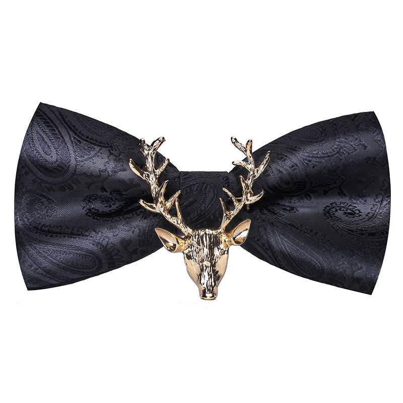 Men's Paisley Christmas Elk Head Decor Bow Tie