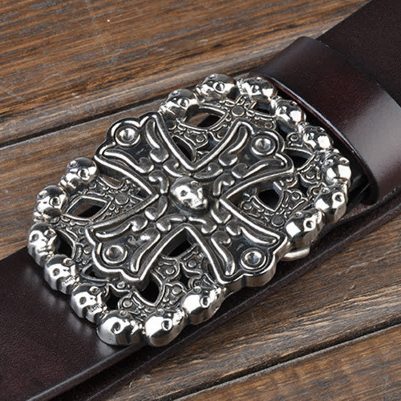 Men's Gothic Skull Plate Buckle Leather Belt