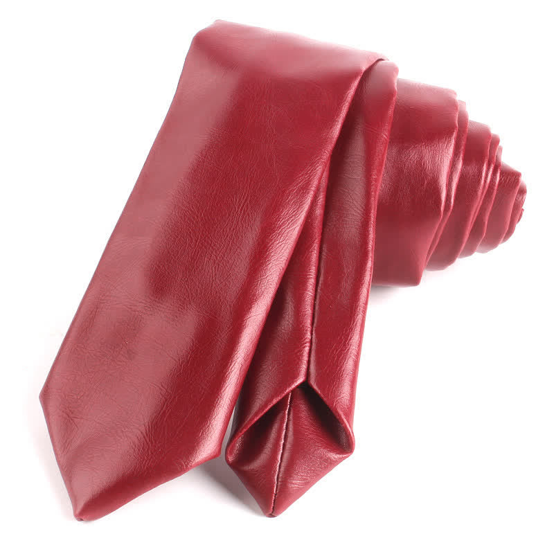 Men's Casual Narrow PU Leather Necktie