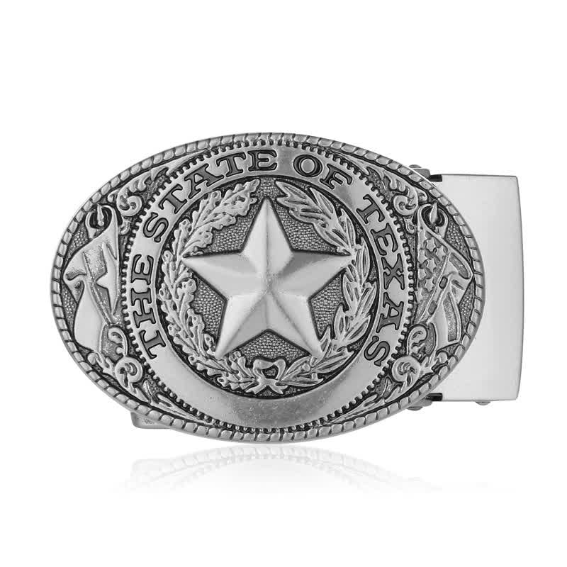 Men's DIY Texas Pentagram Automatic Buckle Leather Belt