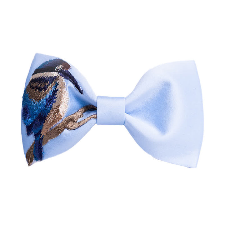 Men's Embroidered Bird Flower Bow Tie