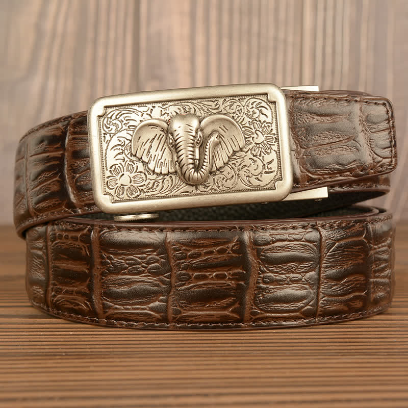 Men's Punk Elephant Alligator Pattern Leather Belt