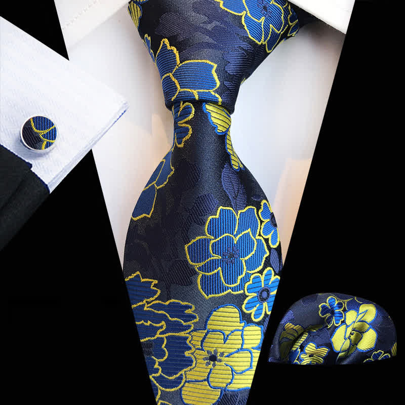 3Pcs Men's Blooming Flowery Necktie Set