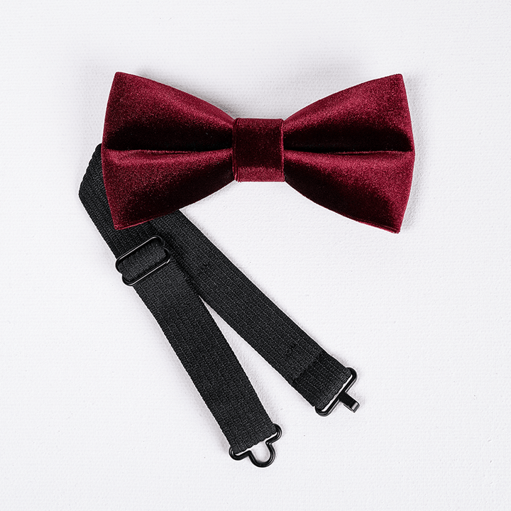 Men's Burgundy Solid Color Velvet Bow Tie