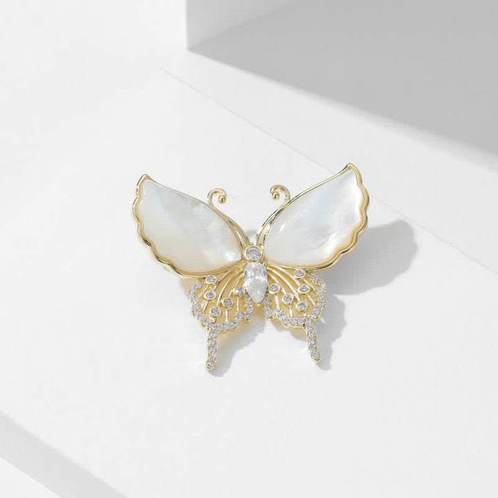 Women's Natural Shell Butterfly Brooch