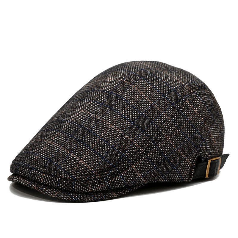 Artist Polar Fleece Plaid Flat Cap Beret - Dark Coffee - Adjustable (about 22"-23 1/4") - image 7