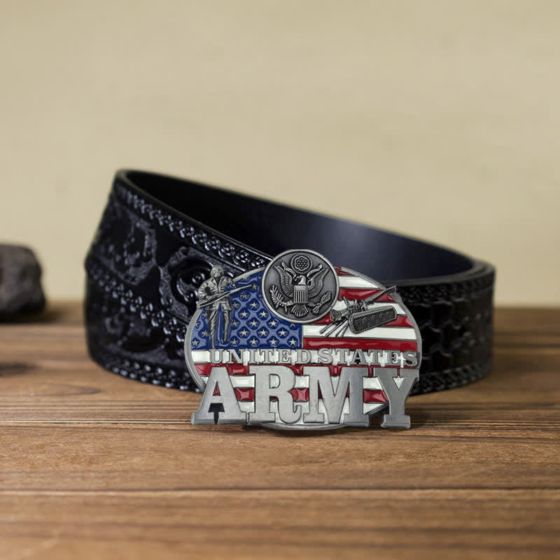 Men's DIY Military US Army Buckle Leather Belt