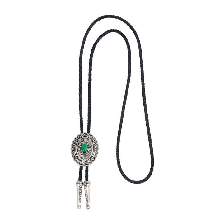 Art Green Natural Stone Tribal Style Bolo Tie