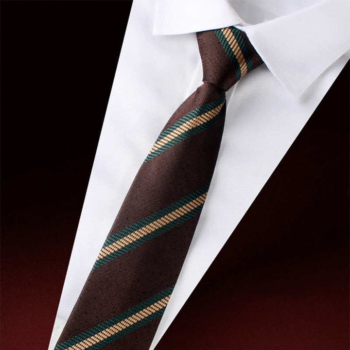 Men's Color Block Zipper Tie Wide Striped Necktie