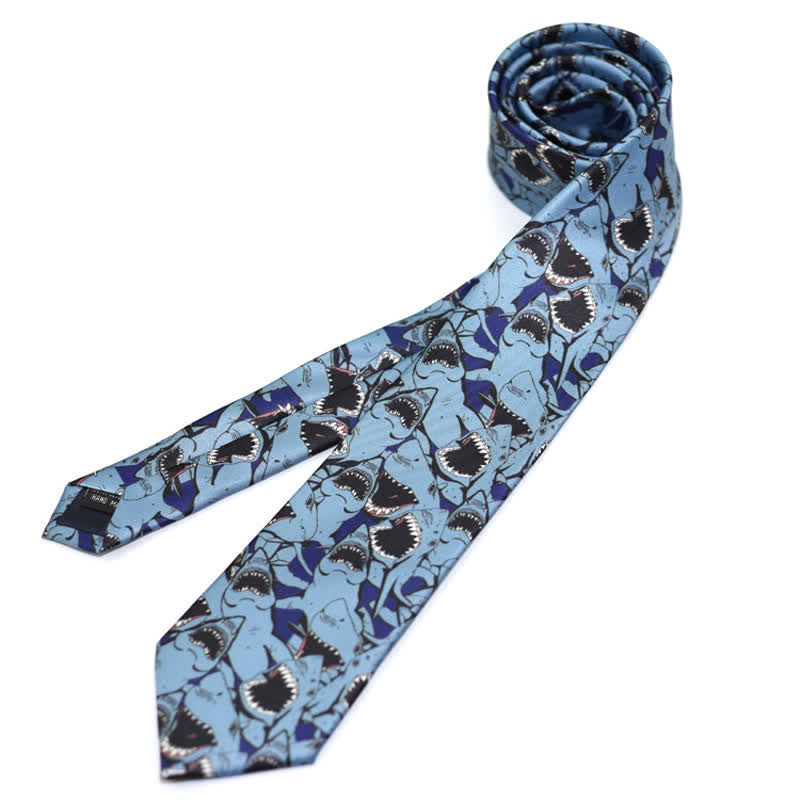 Men's Creative Funny Printed Necktie - Shark - image 2