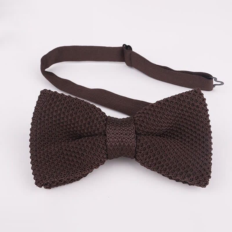 Men's Solid Color Double Layer Knitted Bow Tie