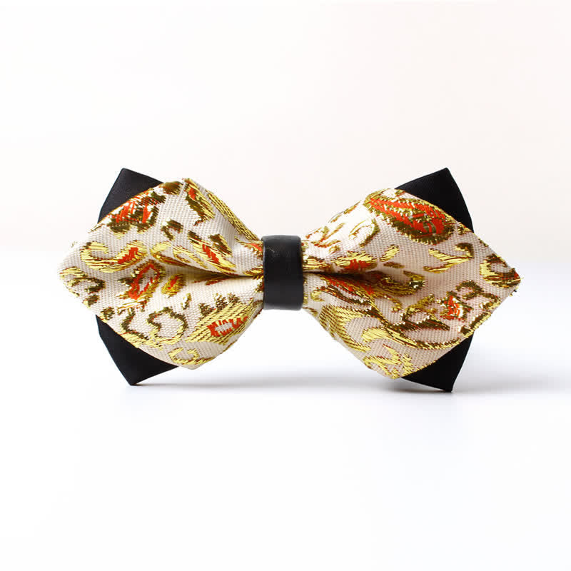 Men's Gold Hue Paisley Pointed Bow Tie