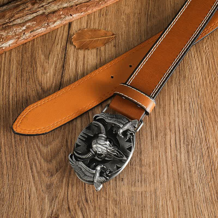 Men's Vintage Bull & Dual Eagles Leather Belt