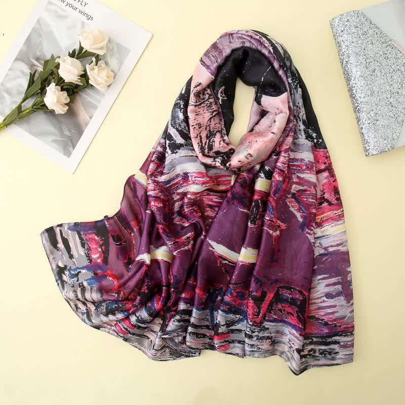 Women's Oil Painting Art Spring Shawl Thin Scarf