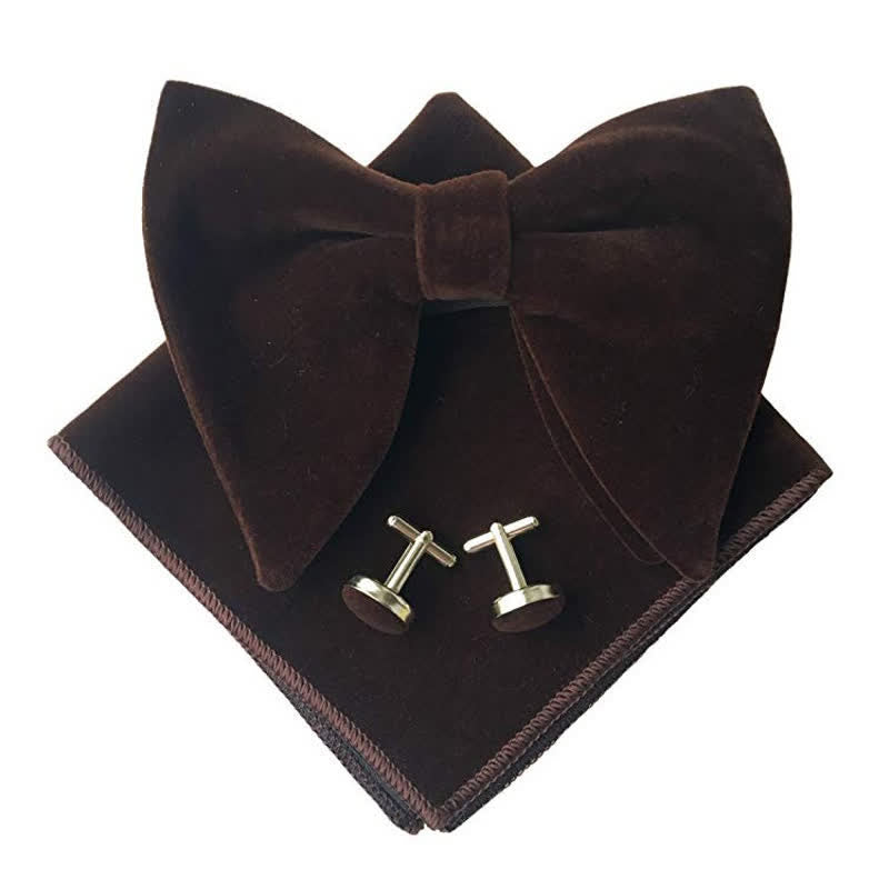 3Pcs Men's Velvet Oversized Pointed Bow Tie Set