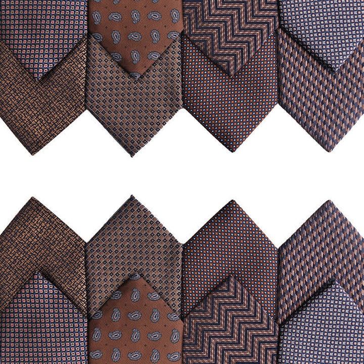 Men's Coffee Brown Series Micro Checks Necktie