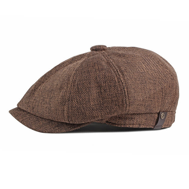Octagonal Thin Breathable Elastic Band Beret Cap - Coffee - Adjustable (about 22"-24") - image 5