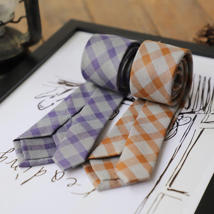 Men's Preppy Style Two-Tone Plaid Necktie