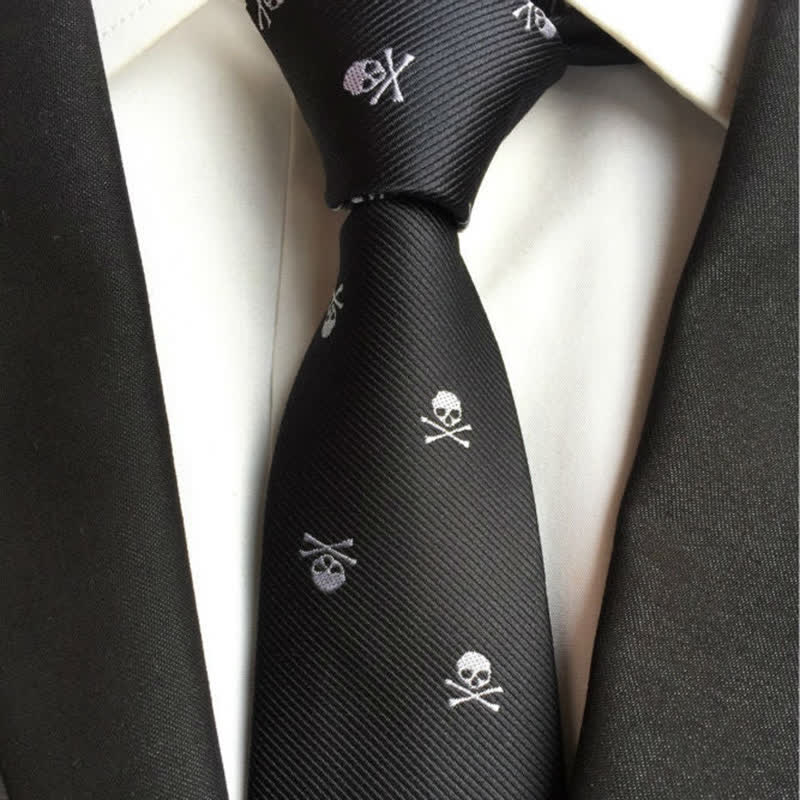 Men's Halloween Skeleton Cross Bones Necktie - image 0