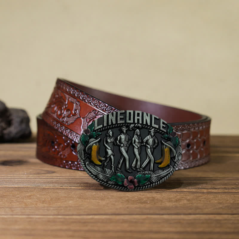 Men's DIY Western Line Dancing Buckle Leather Belt