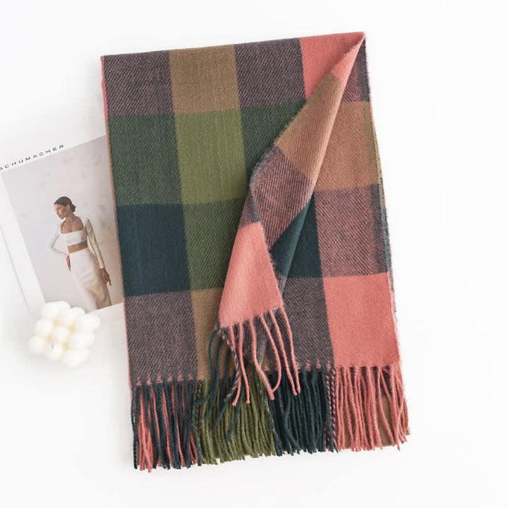 Women's Bright Vivid Colors Fringed Scarf - Pink & Green - image 2