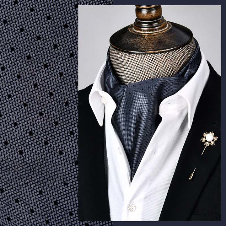 Gray Modern Grandeur Floral Ascot Polka Dots Cravat