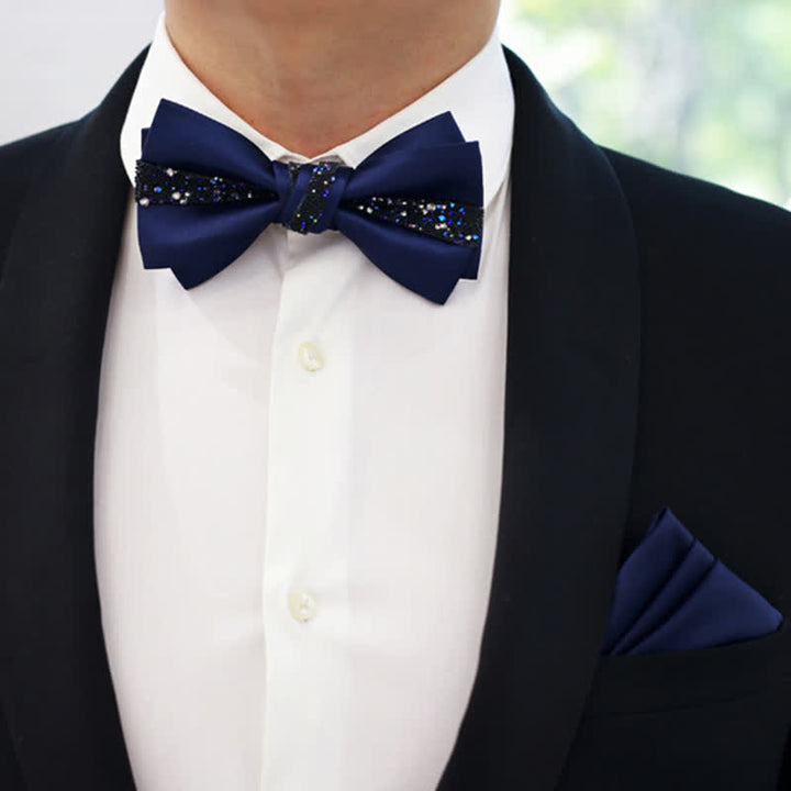 Men's Sparkling Glitter Bow Tie Pocket Square