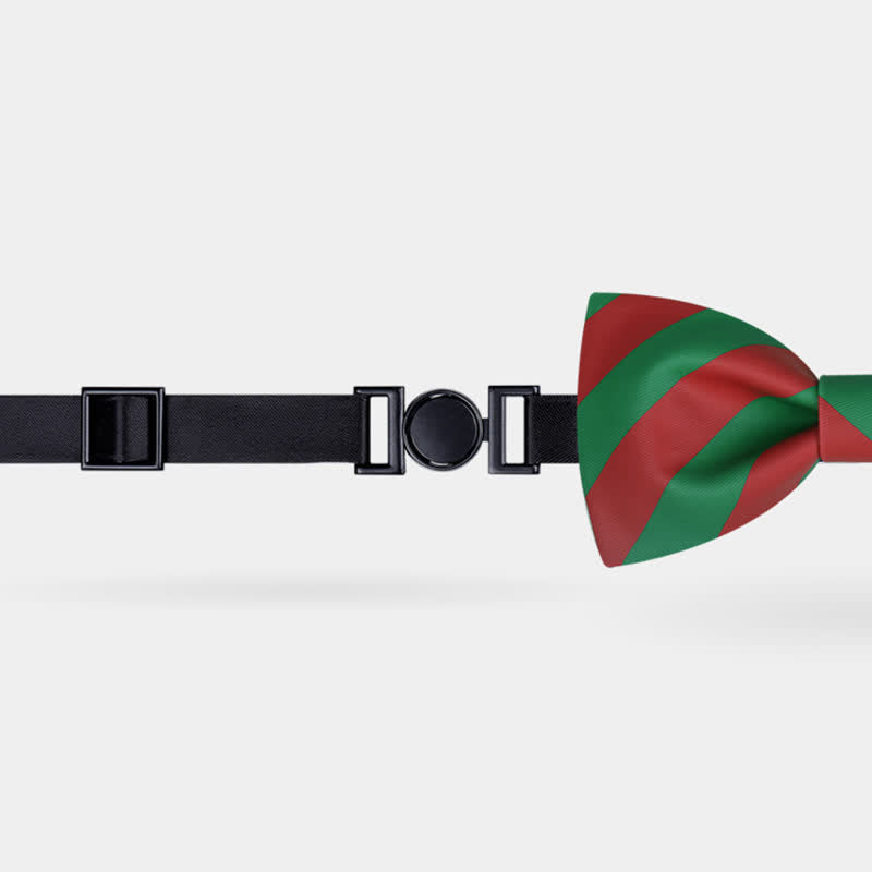 Men's Red & Green Christmas Stripes Bow Tie