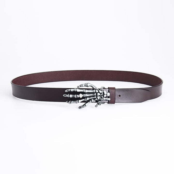 Men's Rock Punk Skeleton Hand Leather Belt - image 5