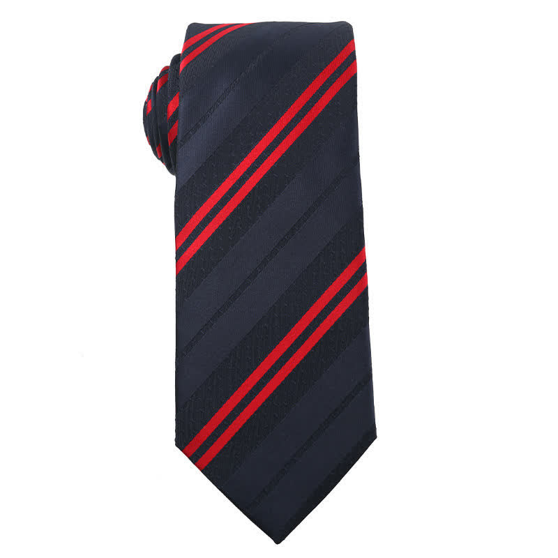 Men's Energetic Red Black Series Striped Necktie