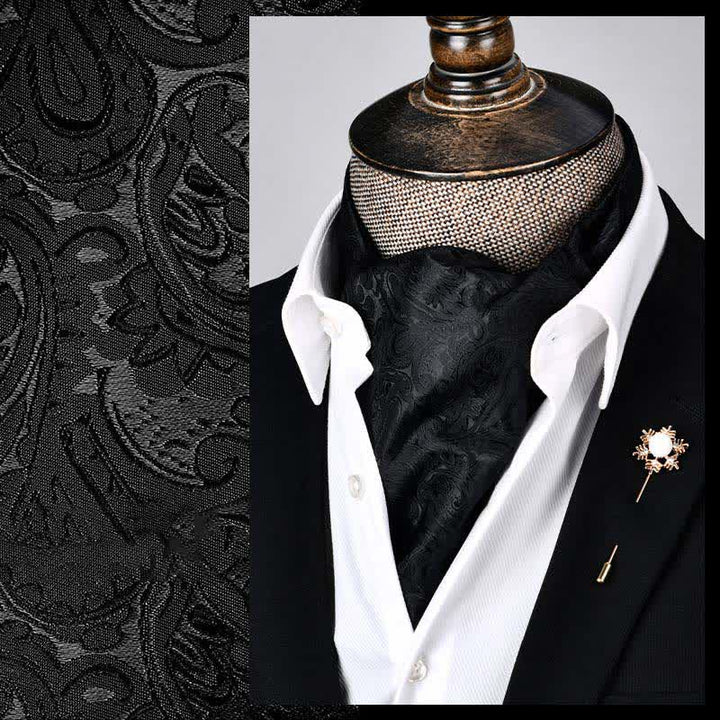 Black Modern Grandeur Floral Ascot Paisley Cravat