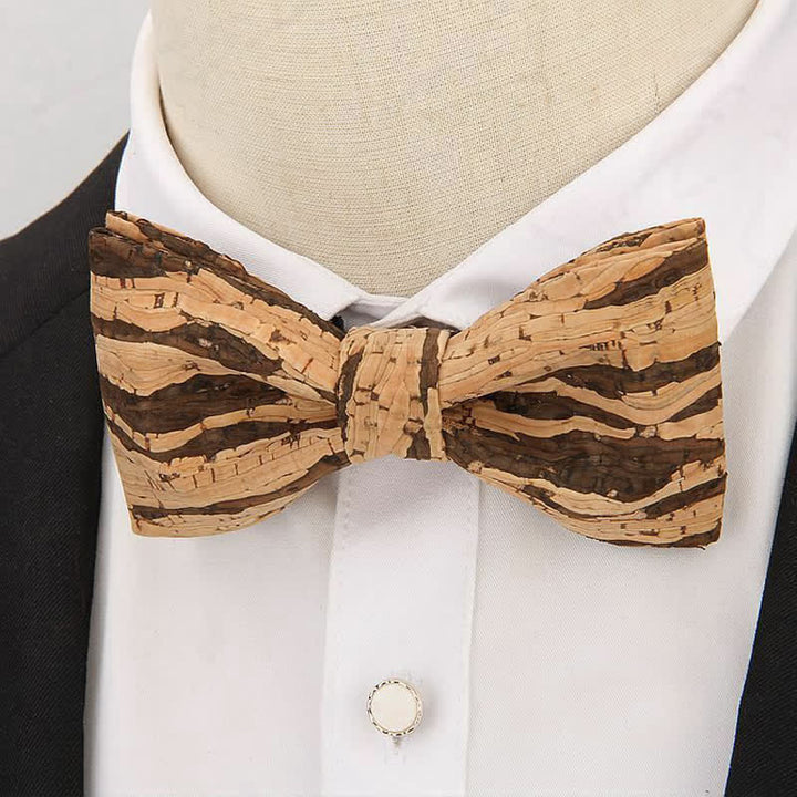 Men's Creative Plain Cork Wooden Bow Tie