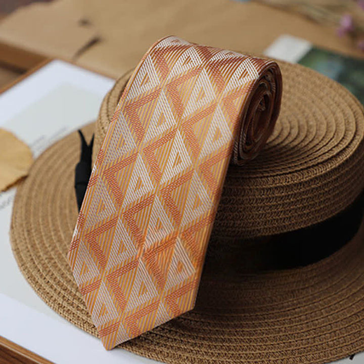 Men's Orange & White Triangle Exotic Mystery Necktie