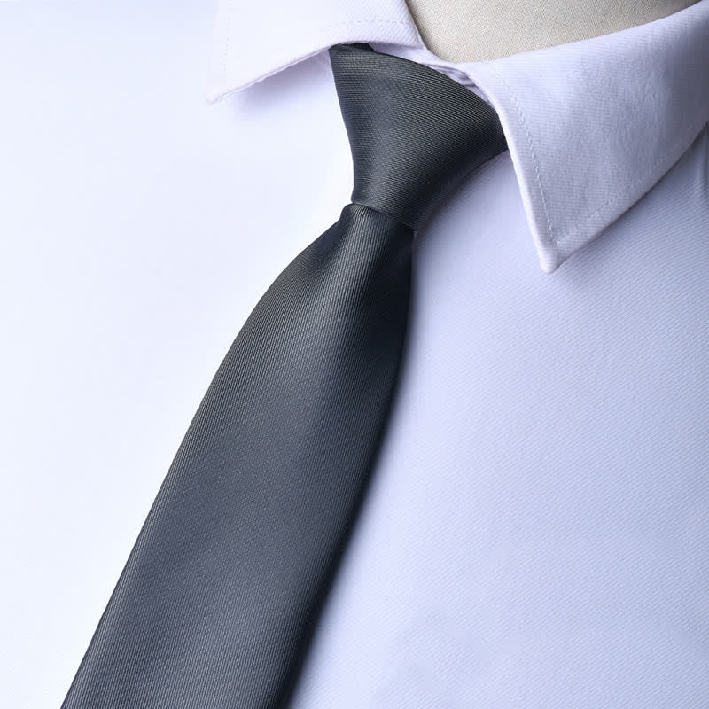 Men's Solid Color Zipper Tie Adjustable Necktie