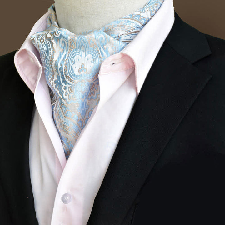 SkyBlue Leisure Prom Gents Floral Ascot Paisley Cravat